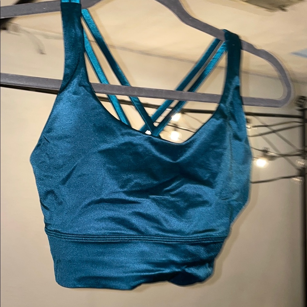 Lululemon Blue Strappy Sports Bra with Crisscross Design
